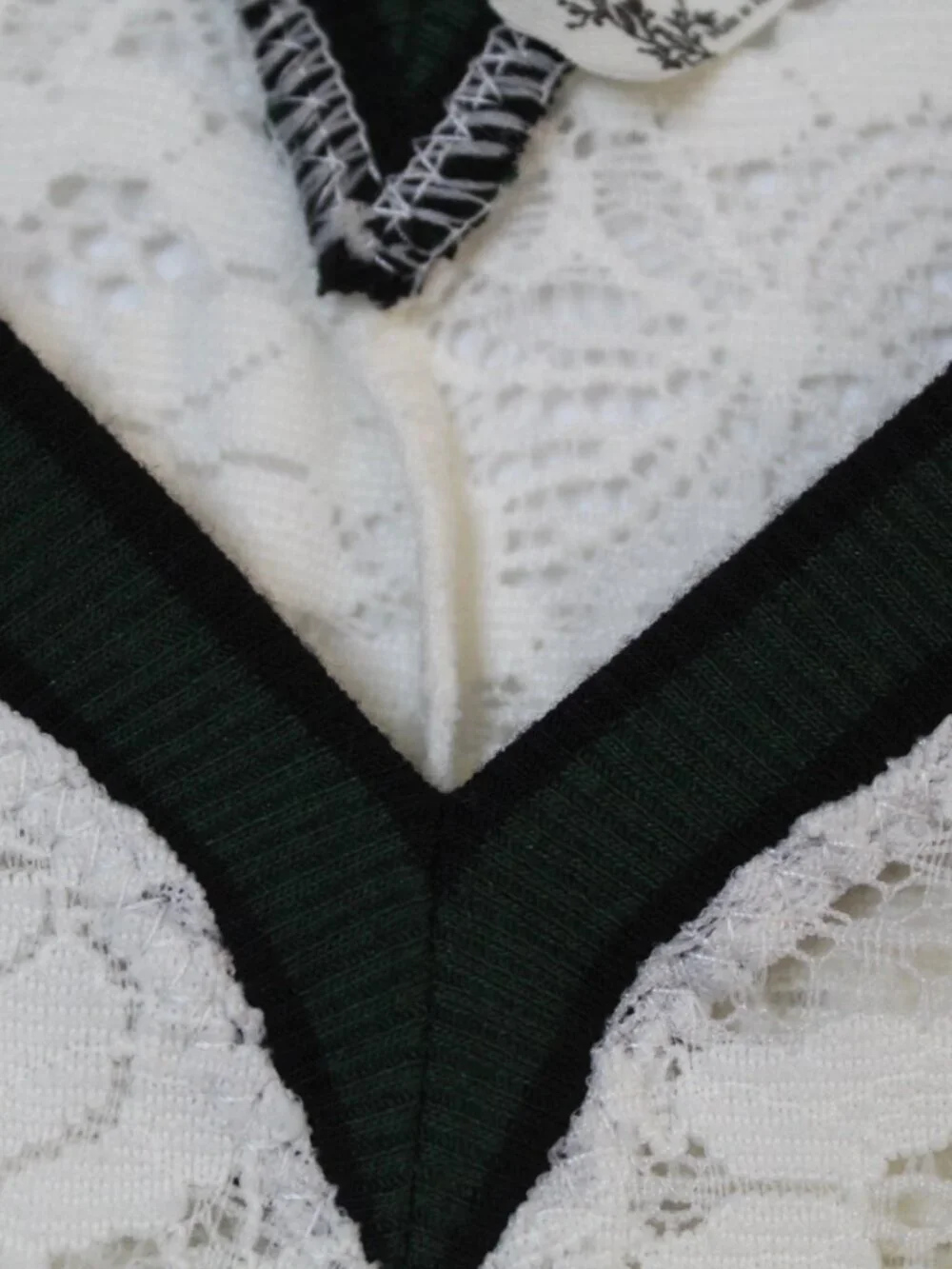 Free People women's lace long sleeve top size L white knit trim romantic sporty